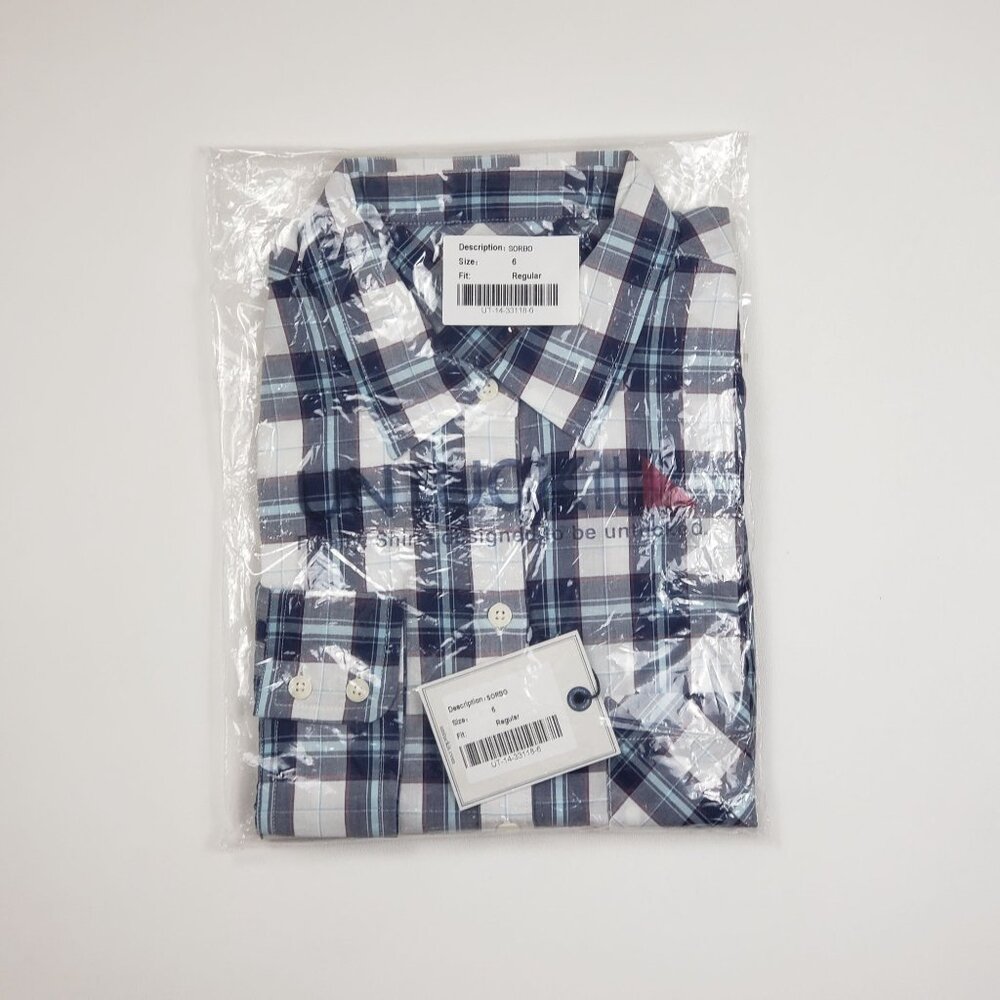 UNTUCKit Sorbo Shirt Women's 6 Cotton Button Up Blue White Red Plaid Regular Fit - Picture 12 of 16